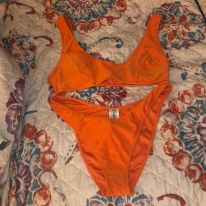 Orange two piece bathing suit